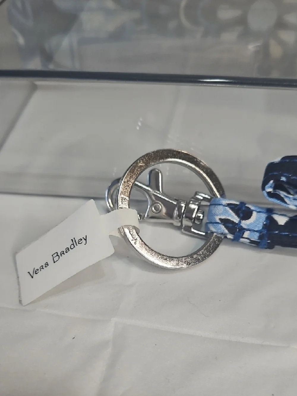 Vera Bradley Navy & Light Blue Floral ID Badge Holder with Lanyard